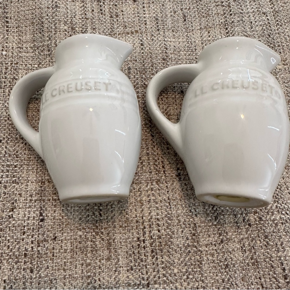 Le Creuset salt and pepper shakers.